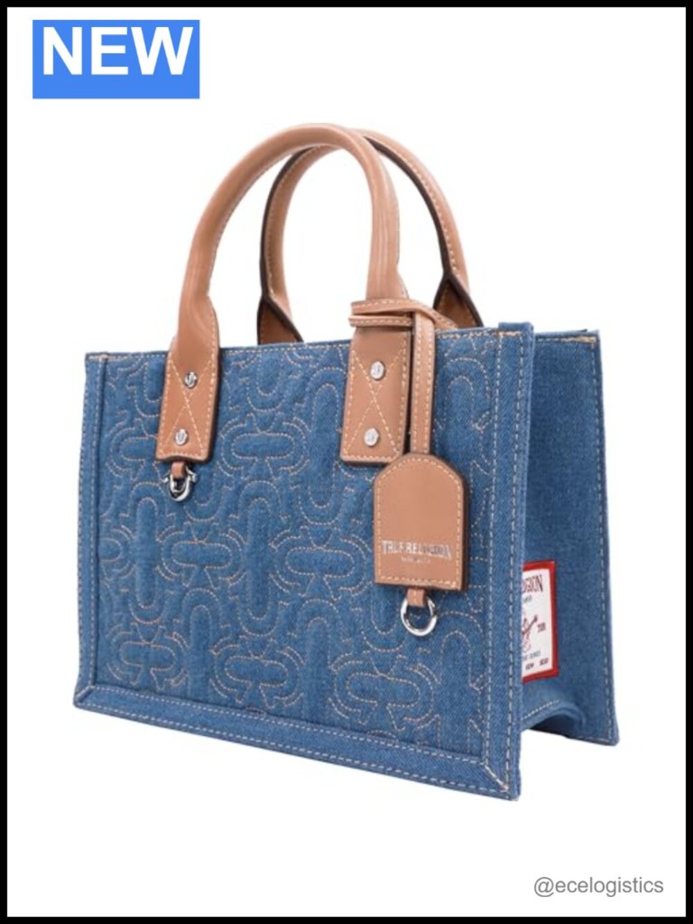Quilted Tote Bag Purse with Horseshoe Design, Everyday Handbag with Top Handle